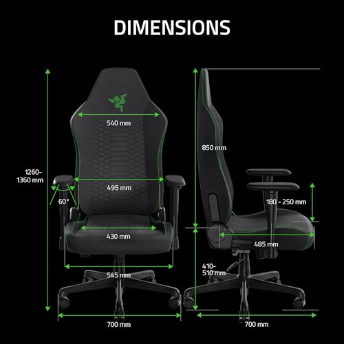 Razer Iskur V2 X Essential Gaming Chair Noir Support Lombaire intégré Coussins en Mousse Moulée Haute Densité Accoudoirs