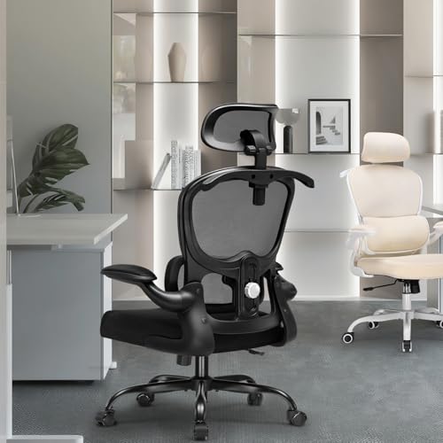 Chaise de bureau ergonomique COMHOMA pour bureau professionnel, soutien lombaire et appui-tête 3D, portant vêtements inc